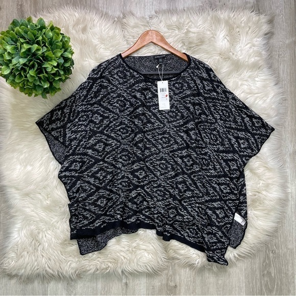 Eileen Fisher Organic Linen‎ Marled Print Poncho - Picture 1 of 9